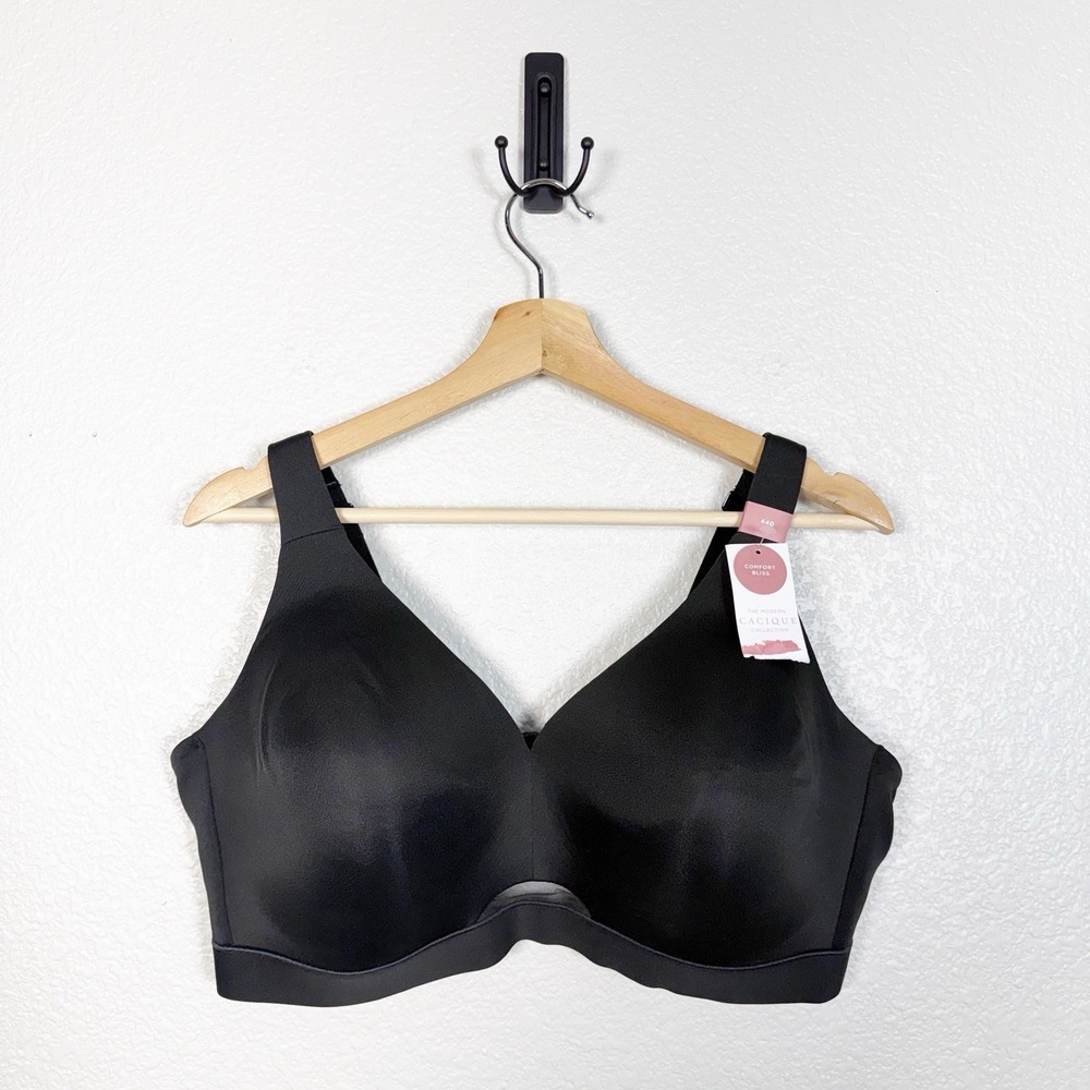 Cacique NWT Comfort Bliss Lightly Lined No-Wire Bra Womens Size 44D Black